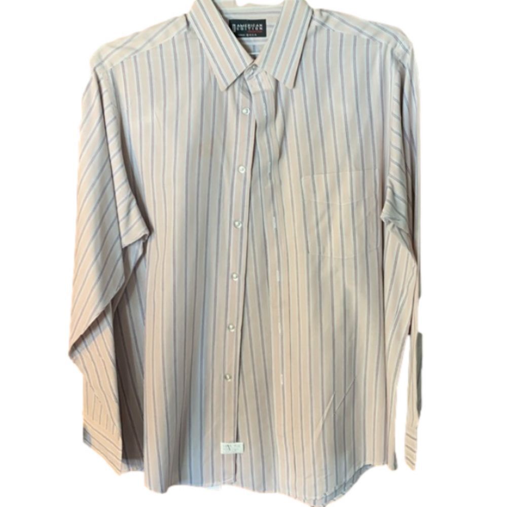American edition striped  Medium dress up shirt on rack